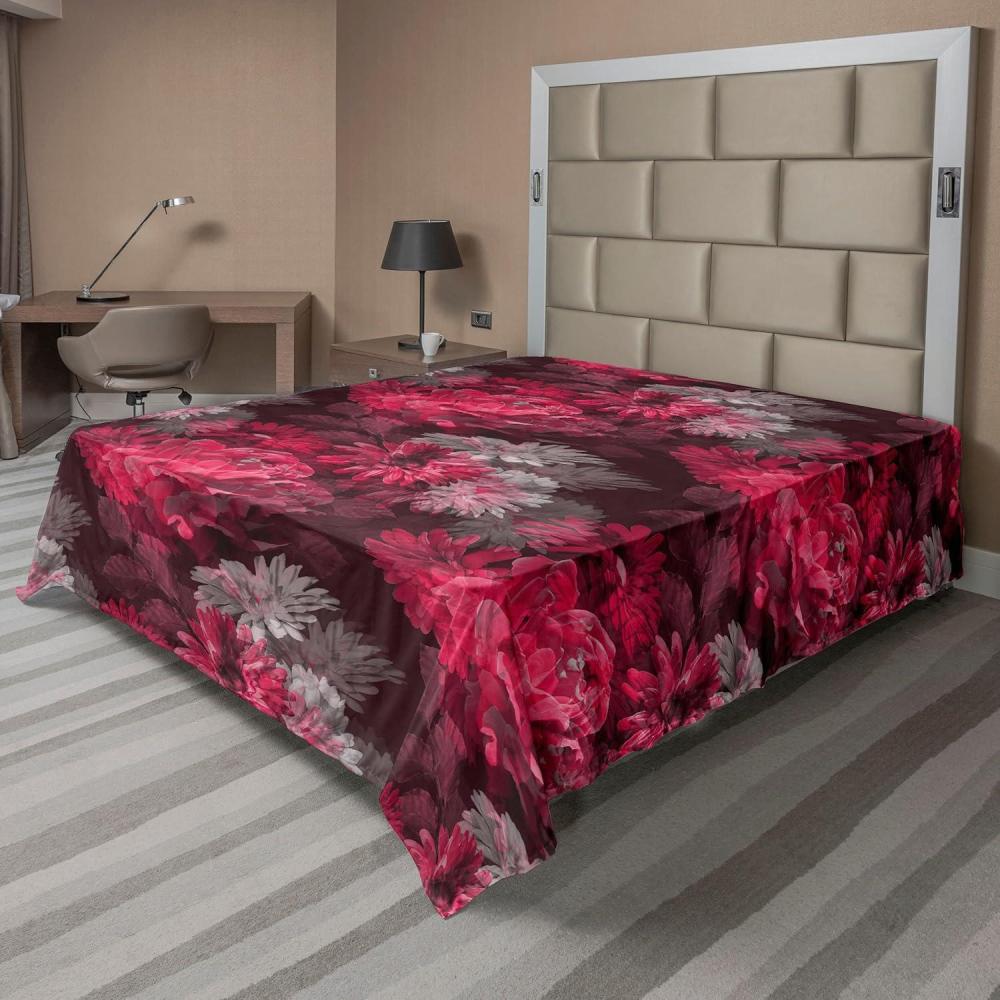 imageAmbesonne Rose Flat Sheet Romantic Blurry Style Effect of English Garden Petals Valentines Themed Soft Comfortable Top Sheet Decorative Bedding 1 Piece Full Size Dark Pink Emerald DustDark Maroon Magenta and Grey