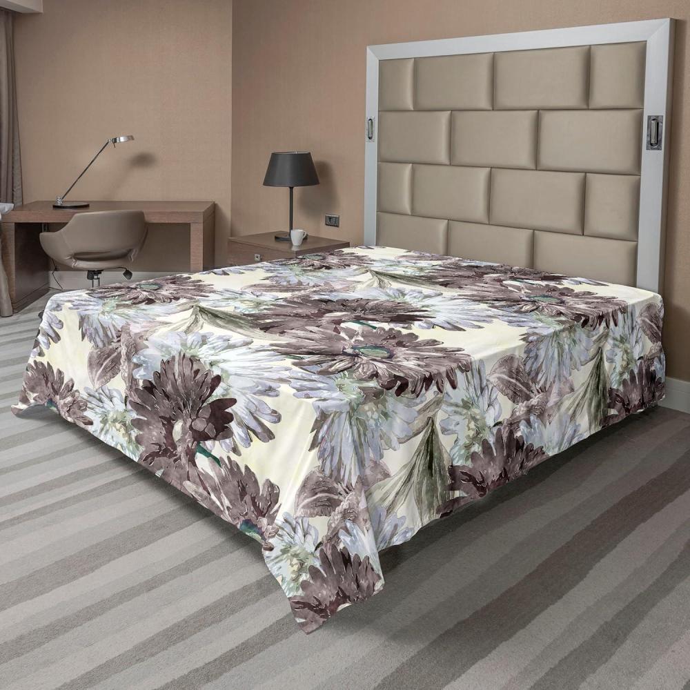 imageAmbesonne Rose Flat Sheet Romantic Blurry Style Effect of English Garden Petals Valentines Themed Soft Comfortable Top Sheet Decorative Bedding 1 Piece Full Size Dark Pink Emerald DustTaupe Lilac Ivory