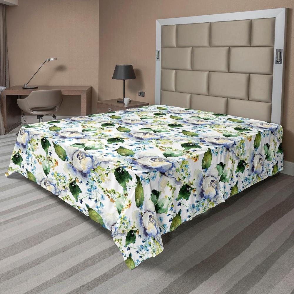 imageAmbesonne Rose Flat Sheet Romantic Blurry Style Effect of English Garden Petals Valentines Themed Soft Comfortable Top Sheet Decorative Bedding 1 Piece Full Size Dark Pink Emerald DustOlive Green Blue and Lavender