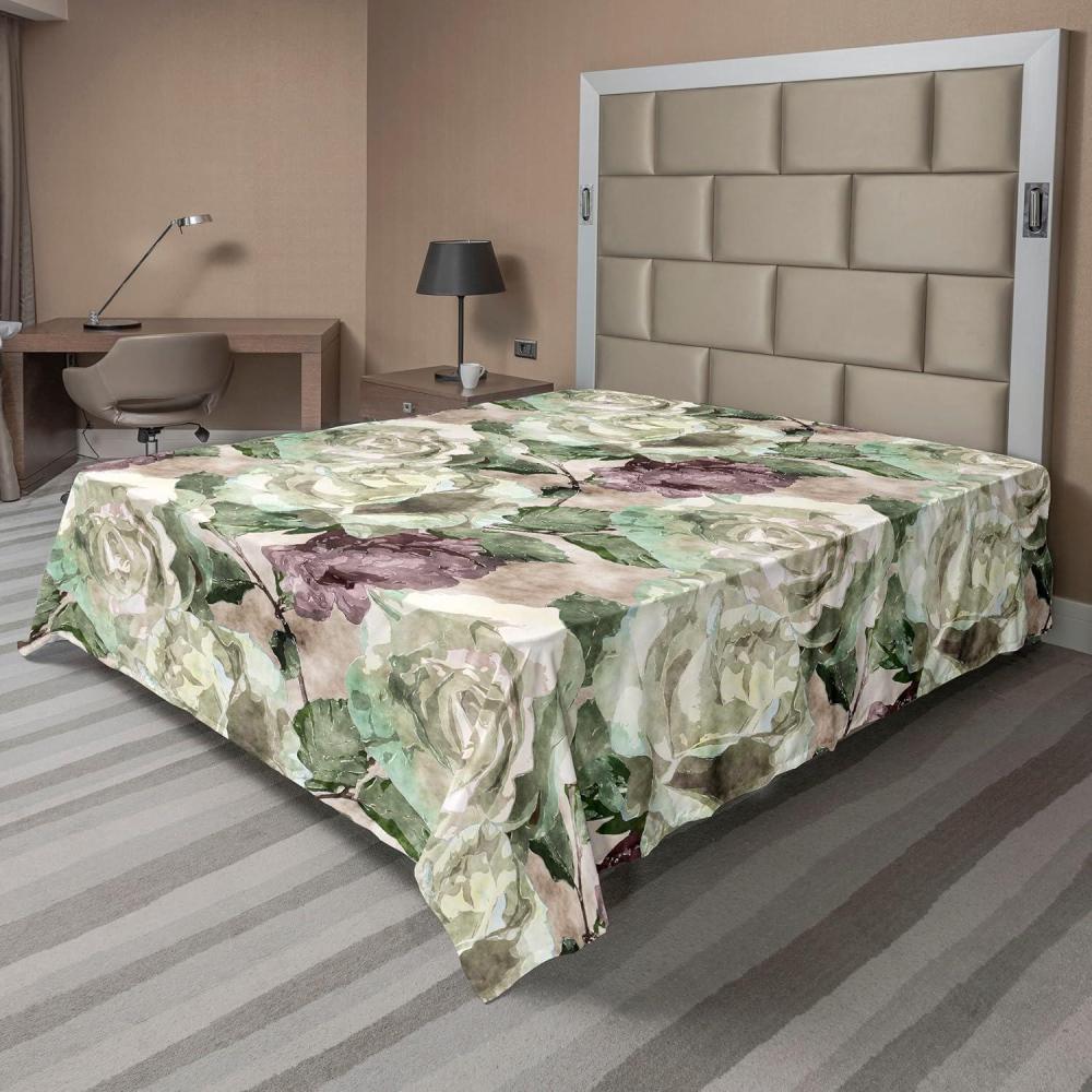 imageAmbesonne Rose Flat Sheet Romantic Blurry Style Effect of English Garden Petals Valentines Themed Soft Comfortable Top Sheet Decorative Bedding 1 Piece Full Size Dark Pink Emerald DustMauve Taupe Grey Yellow