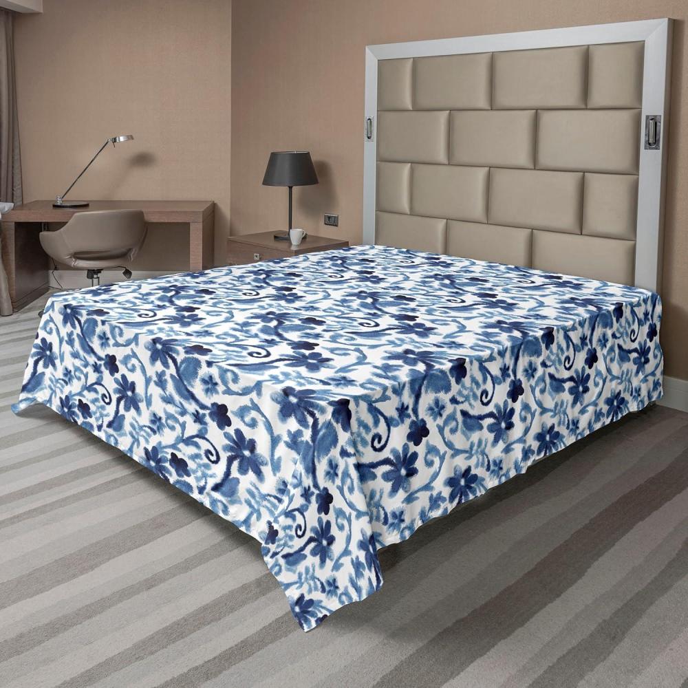 imageAmbesonne Rose Flat Sheet Romantic Blurry Style Effect of English Garden Petals Valentines Themed Soft Comfortable Top Sheet Decorative Bedding 1 Piece Full Size Dark Pink Emerald DustDark Sky Blue and White