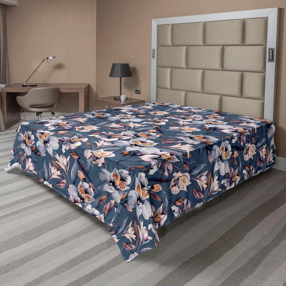 imageAmbesonne Rose Flat Sheet Romantic Blurry Style Effect of English Garden Petals Valentines Themed Soft Comfortable Top Sheet Decorative Bedding 1 Piece Full Size Dark Pink Emerald DustApricot Peach Slate Blue