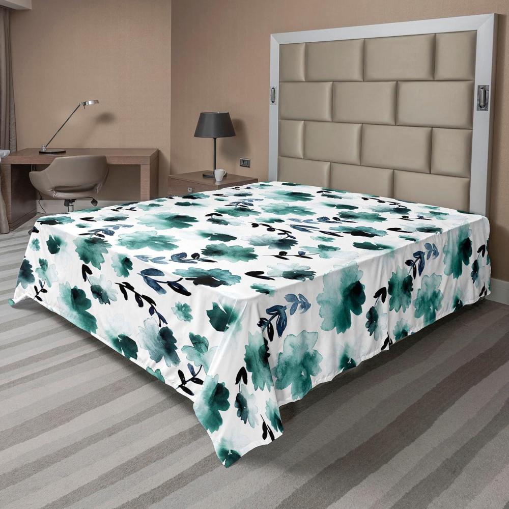 imageAmbesonne Rose Flat Sheet Romantic Blurry Style Effect of English Garden Petals Valentines Themed Soft Comfortable Top Sheet Decorative Bedding 1 Piece Full Size Dark Pink Emerald DustDark Teal Slate Blue