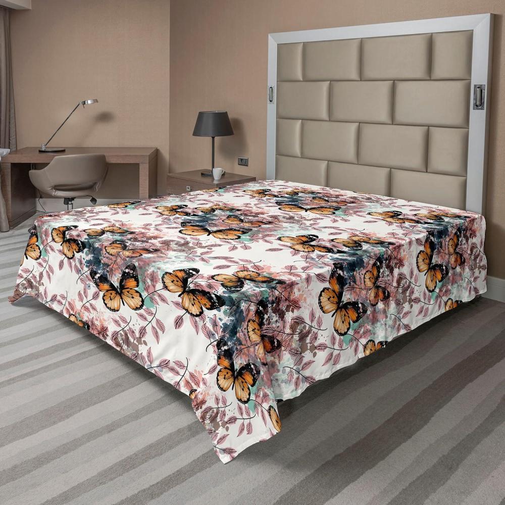 imageAmbesonne Rose Flat Sheet Romantic Blurry Style Effect of English Garden Petals Valentines Themed Soft Comfortable Top Sheet Decorative Bedding 1 Piece Full Size Dark Pink Emerald DustRose Marigold