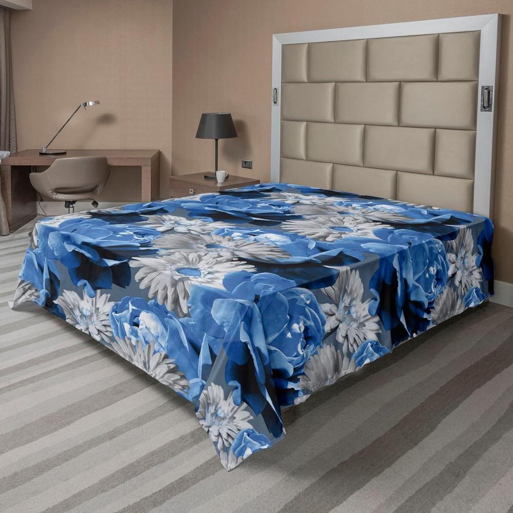 imageAmbesonne Rose Flat Sheet Romantic Blurry Style Effect of English Garden Petals Valentines Themed Soft Comfortable Top Sheet Decorative Bedding 1 Piece Full Size Dark Pink Emerald DustAzure Blue and Pale Grey
