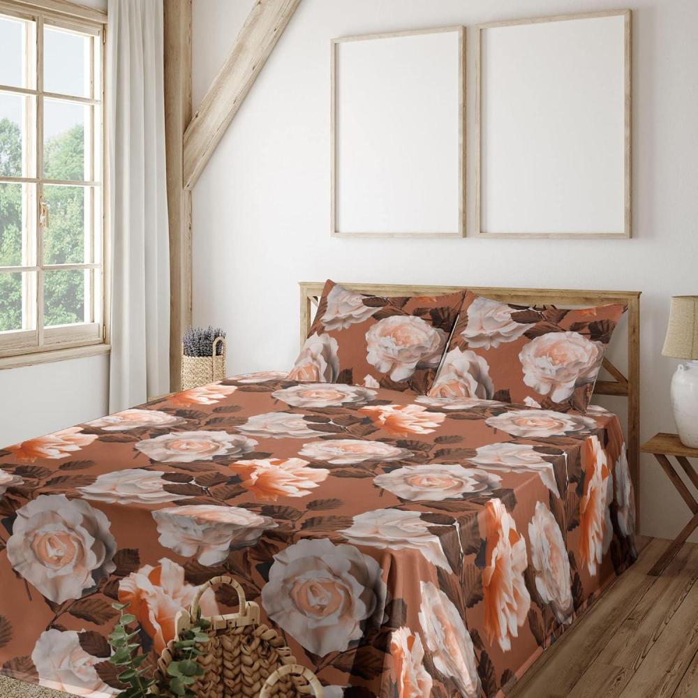 imageAmbesonne Rose Sheet Set Romantic Blurry Style Effect of English Garden Petals Valentines Themed Fitted and Flat Sheet with Pillowcases Bedding Accent 4 Piece Set Full Dark Pink Emerald DustPale Cinnamon and Redwood