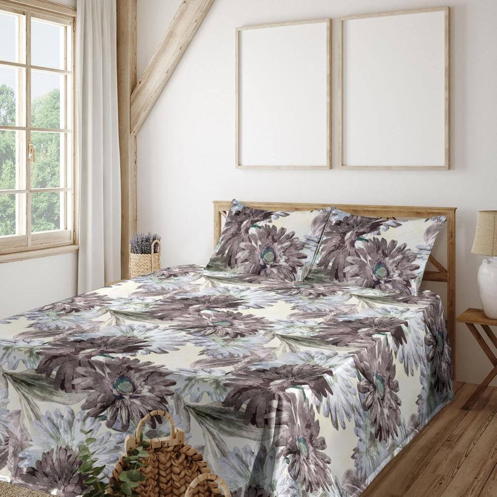 imageAmbesonne Rose Sheet Set Romantic Blurry Style Effect of English Garden Petals Valentines Themed Fitted and Flat Sheet with Pillowcases Bedding Accent 4 Piece Set Full Dark Pink Emerald DustTaupe Lilac Ivory