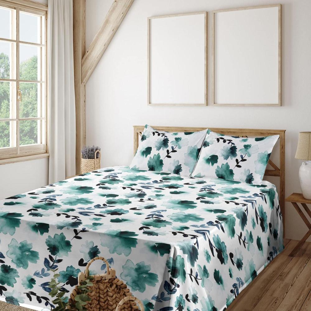 imageAmbesonne Rose Sheet Set Romantic Blurry Style Effect of English Garden Petals Valentines Themed Fitted and Flat Sheet with Pillowcases Bedding Accent 4 Piece Set Full Dark Pink Emerald DustDark Teal Slate Blue