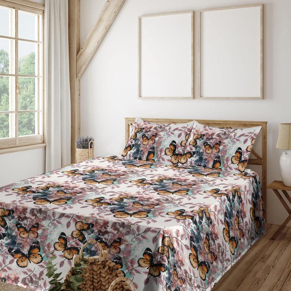 imageAmbesonne Rose Sheet Set Romantic Blurry Style Effect of English Garden Petals Valentines Themed Fitted and Flat Sheet with Pillowcases Bedding Accent 4 Piece Set Full Dark Pink Emerald DustRose Marigold