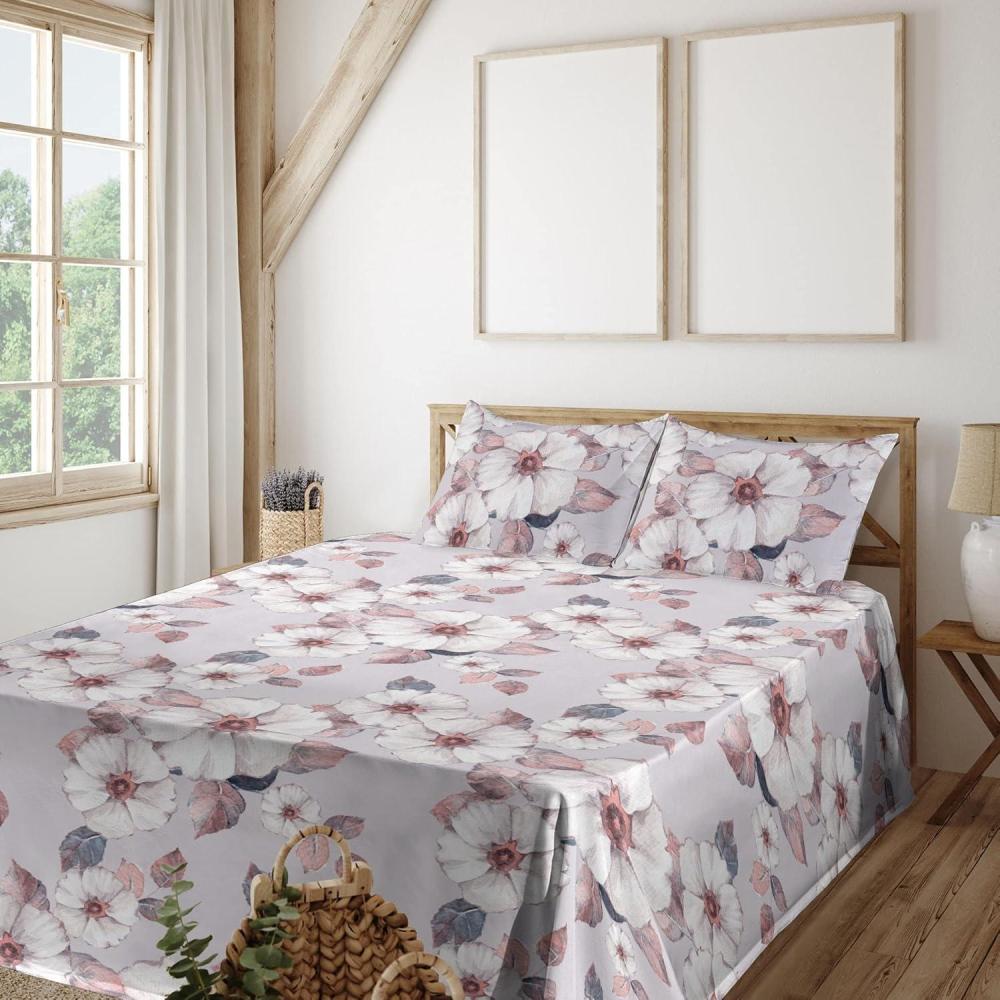 imageAmbesonne Rose Sheet Set Romantic Blurry Style Effect of English Garden Petals Valentines Themed Fitted and Flat Sheet with Pillowcases Bedding Accent 4 Piece Set Full Dark Pink Emerald DustBlue Grey and Coral