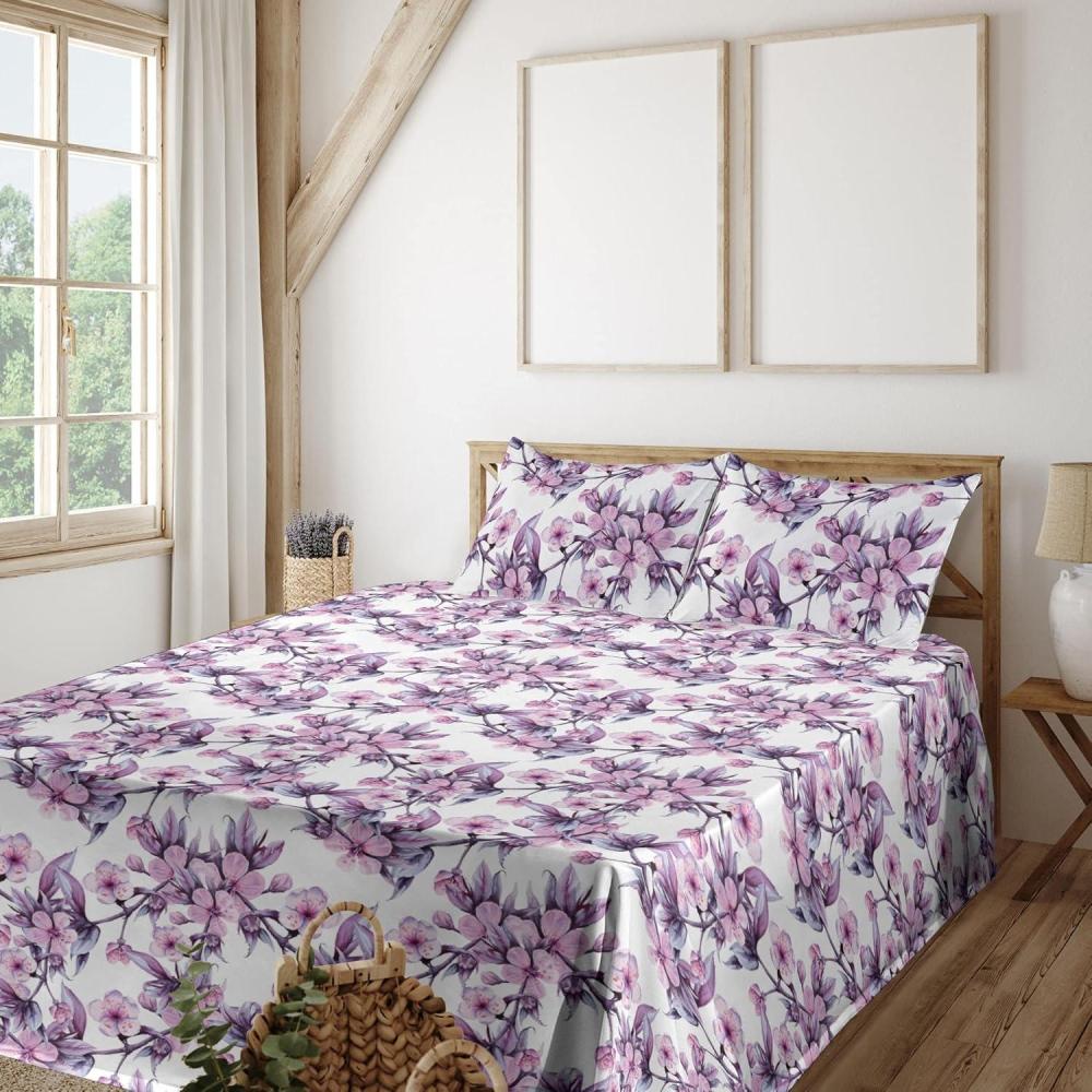 imageAmbesonne Rose Sheet Set Romantic Blurry Style Effect of English Garden Petals Valentines Themed Fitted and Flat Sheet with Pillowcases Bedding Accent 4 Piece Set Full Dark Pink Emerald DustPale Purple Violet and Pink