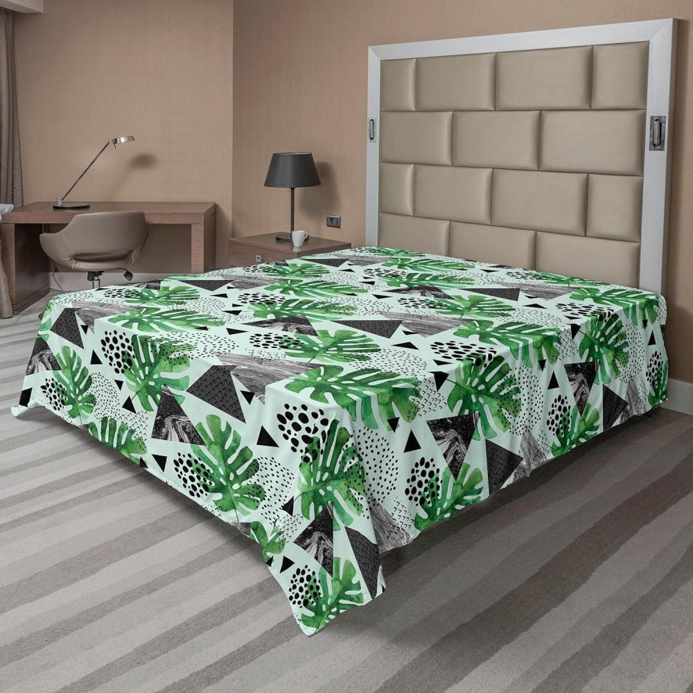 imageAmbesonne Spring Floral Flat Sheet Valentines Day Concept Romantic Garden Flowers with Leaves Greenery Soft Comfortable Top Sheet Decorative Bedding 1 Piece Full Size Seafoam Peach WhiteFern Green and Dark Grey