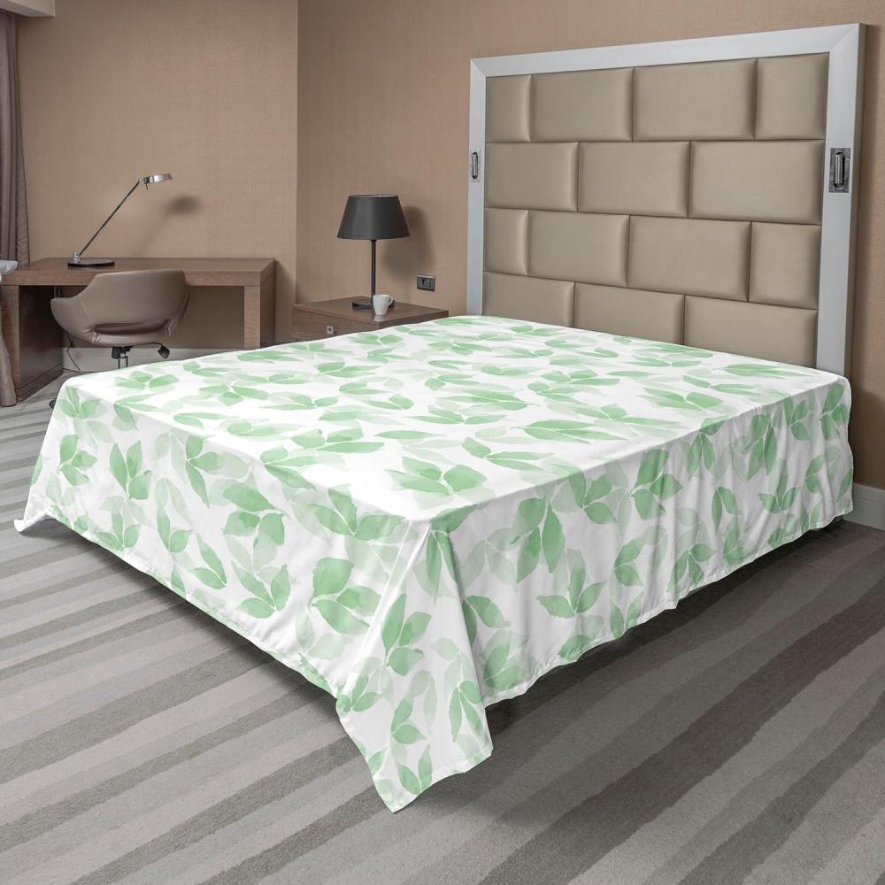 imageAmbesonne Spring Floral Flat Sheet Valentines Day Concept Romantic Garden Flowers with Leaves Greenery Soft Comfortable Top Sheet Decorative Bedding 1 Piece Full Size Seafoam Peach WhiteFern Green White