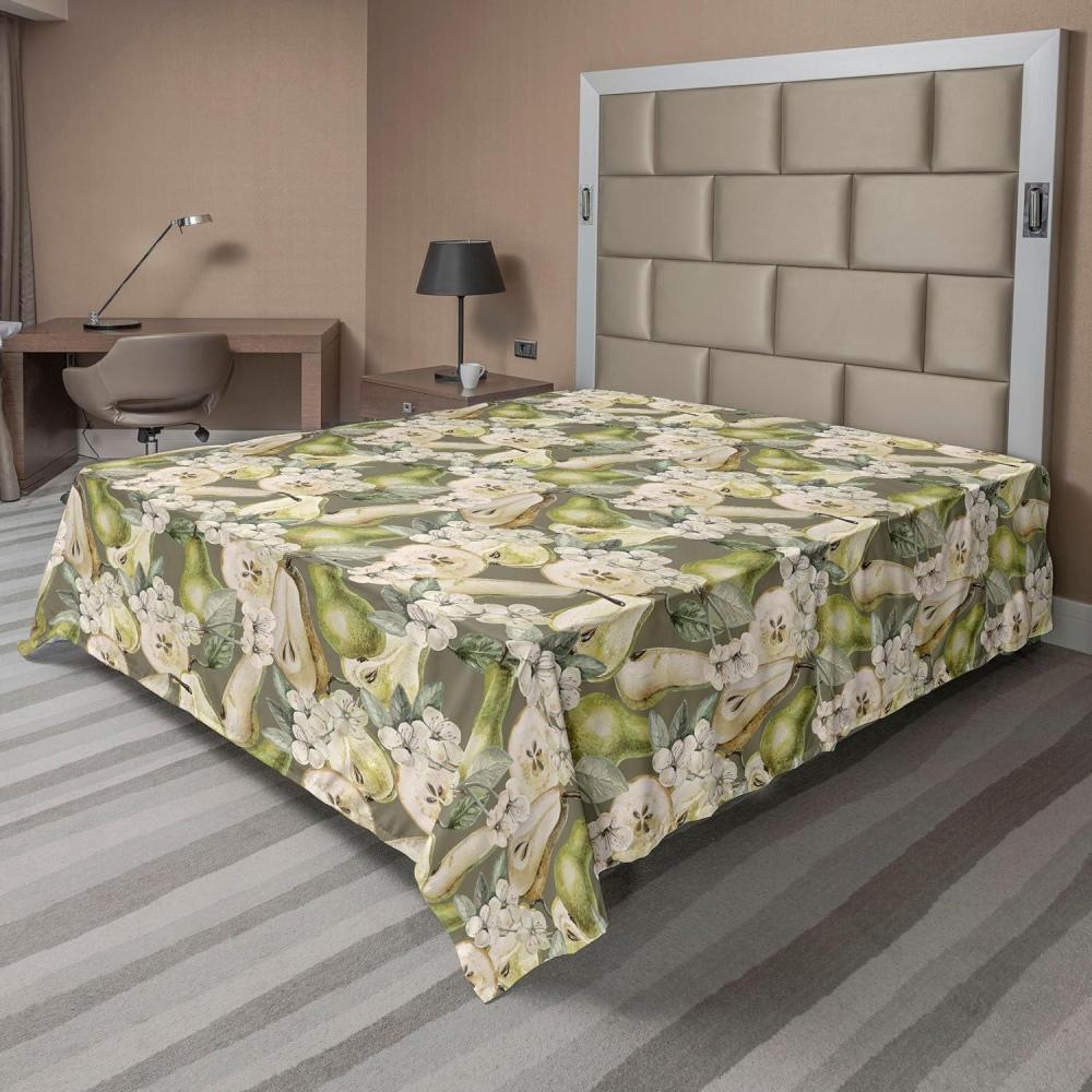 imageAmbesonne Spring Floral Flat Sheet Valentines Day Concept Romantic Garden Flowers with Leaves Greenery Soft Comfortable Top Sheet Decorative Bedding 1 Piece Full Size Seafoam Peach WhiteApple Green Champagne