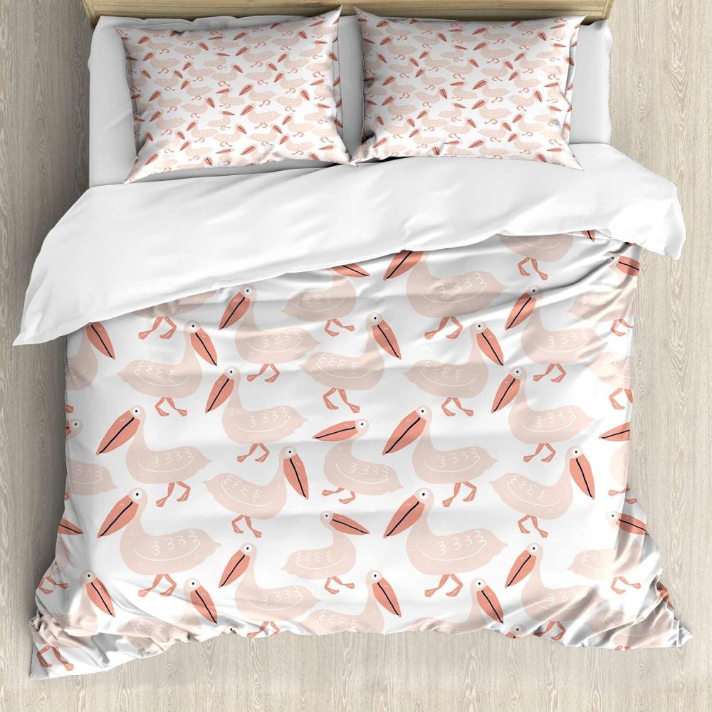 imageAmbesonne Valentine Duvet Cover Set Funny Concept Cartoon Panda Bears and Hearts with Faces Illustration Decorative 3 Piece Bedding Set with 2 Pillow Shams Queen Size Blue Violet Dark PinkDark Peach Blush and White