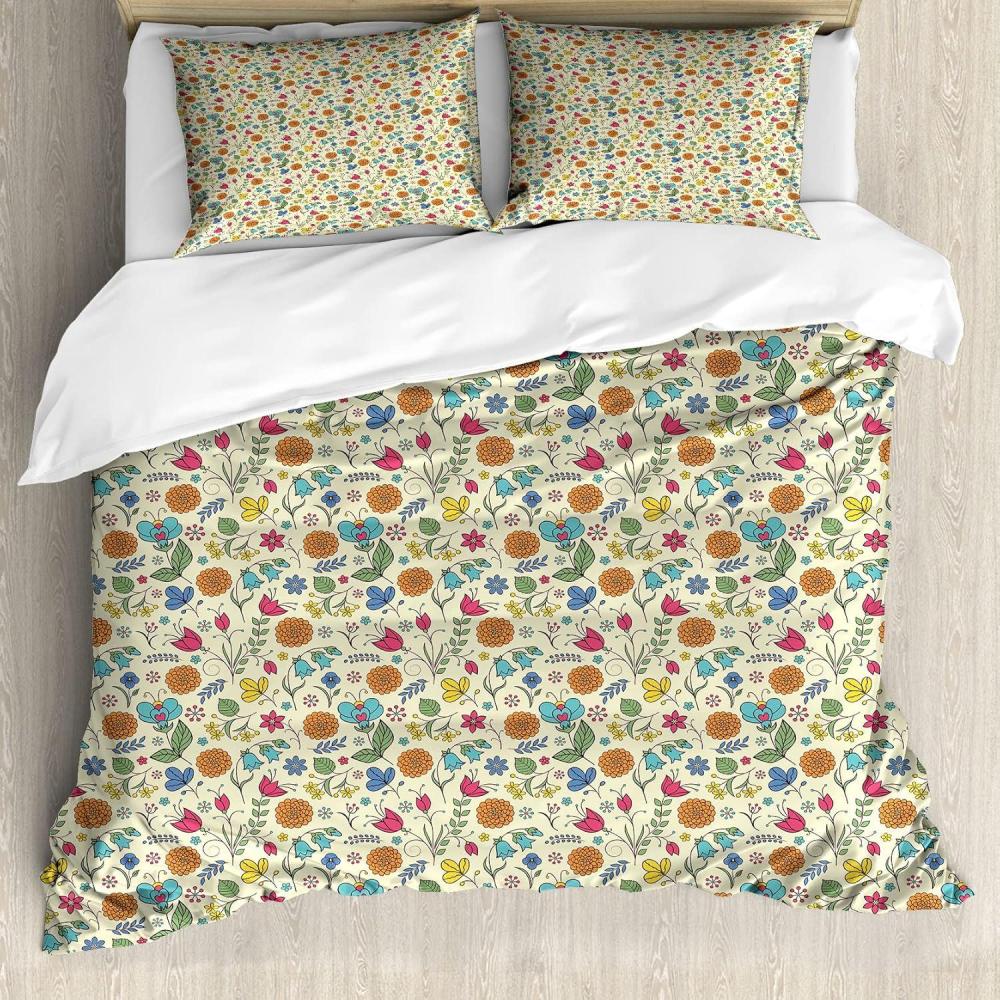 imageAmbesonne Valentine Duvet Cover Set Grunge Style Abstract Modern Art Hearts Stripes Circles Splashes Decorative 3 Piece Bedding Set with 2 Pillow Shams Queen Size Orange Hot Pink and RoseTurquoise Marigold