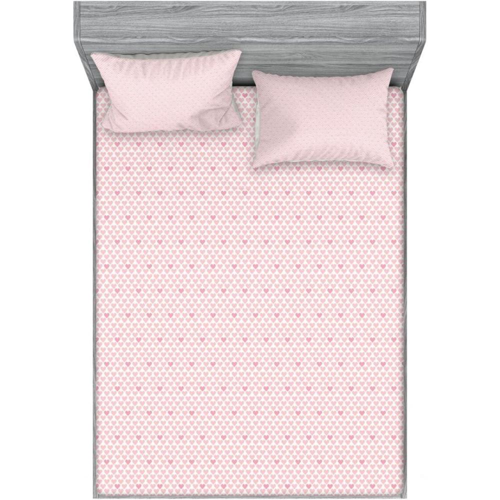 imageAmbesonne Valentines Day 2 Pack Fitted Sheet amp Pillow Sham Set Romantic Love Theme 4 Pcs Bedding Decor Package Contains 2 Full Size Fitted Sheets amp 4 Pillow Covers Rose Pale Pink White