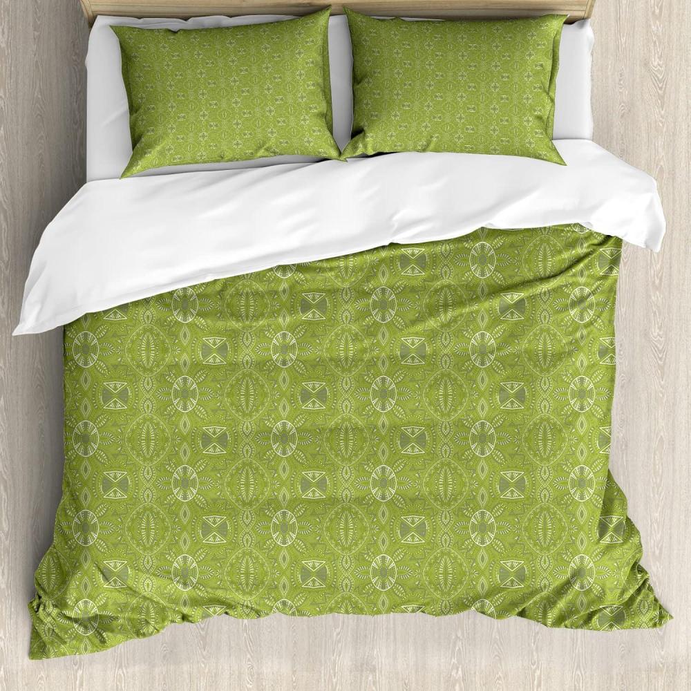 imageAmbesonne Valentines Day Duvet Cover Set Romantic Theme Hearts and Monochrome Dots on Plain Backdrop Decorative 3 Piece Bedding Set with 2 Pillow Shams Queen Size Rose and Charcoal GreyLime Green Khaki and Grey