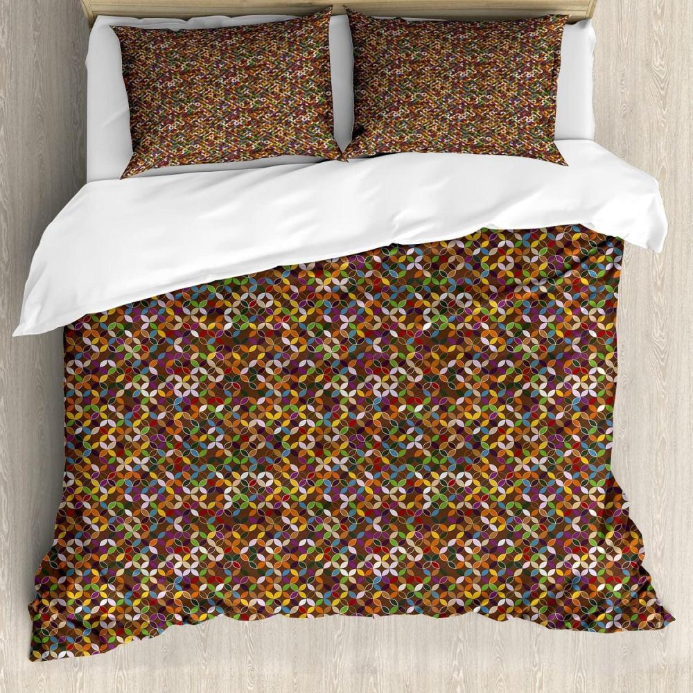 imageAmbesonne Valentines Day Duvet Cover Set Romantic Theme Hearts and Monochrome Dots on Plain Backdrop Decorative 3 Piece Bedding Set with 2 Pillow Shams Queen Size Rose and Charcoal GreyBurnt Orange and Fern Green