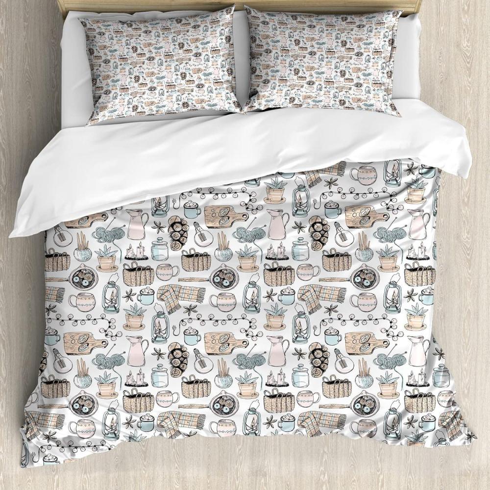 imageAmbesonne Valentines Day Duvet Cover Set Romantic Theme Hearts and Monochrome Dots on Plain Backdrop Decorative 3 Piece Bedding Set with 2 Pillow Shams Queen Size Rose and Charcoal GreyPale Cadet Blue White