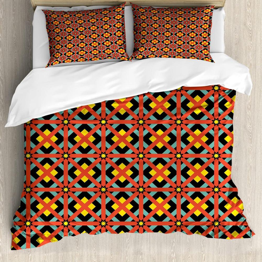 imageAmbesonne Valentines Day Duvet Cover Set Romantic Theme Hearts and Monochrome Dots on Plain Backdrop Decorative 3 Piece Bedding Set with 2 Pillow Shams Queen Size Rose and Charcoal GreyDark Salmon Earth Yellow