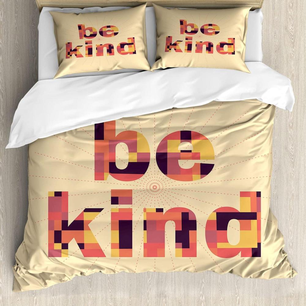 imageAmbesonne Valentines Day Duvet Cover Set You are 1 of a Kind Pastel Colored HandDrawn Repetitive Hearts Decorative 3 Piece Bedding Set with 2 Pillow Shams Queen Size Magenta Pastel PinkBeige Salmon and Purple