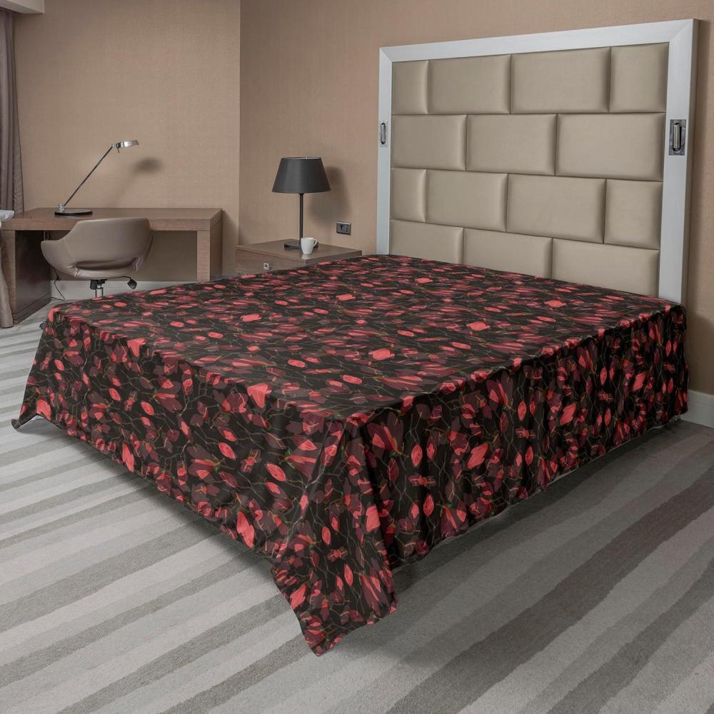 imageAmbesonne Valentines Day Flat Sheet Simple Grunge Design Line Hearts Pattern on Striped Backdrop Soft Comfortable Top Sheet Decorative Bedding 1 Piece Full Size Dark Coral Coral DimgrayDark Coral Charcoal Grey