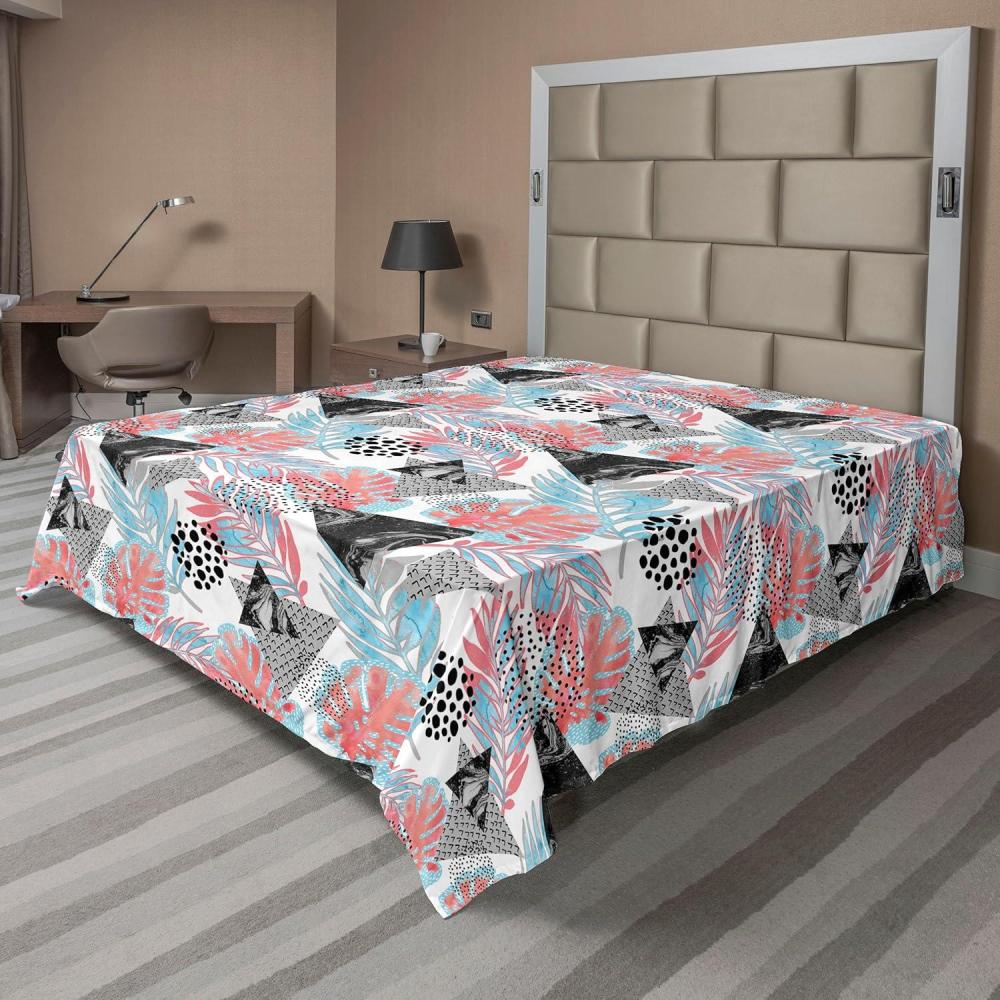 imageAmbesonne Valentines Day Flat Sheet Simple Grunge Design Line Hearts Pattern on Striped Backdrop Soft Comfortable Top Sheet Decorative Bedding 1 Piece Full Size Dark Coral Coral DimgrayDark Coral and Sea Blue