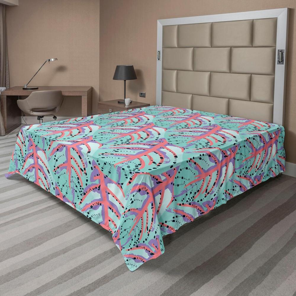 imageAmbesonne Valentines Day Flat Sheet Simple Grunge Design Line Hearts Pattern on Striped Backdrop Soft Comfortable Top Sheet Decorative Bedding 1 Piece Full Size Dark Coral Coral DimgraySeafoam Coral Fuchsia