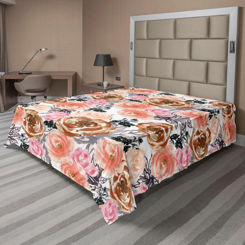 imageAmbesonne Valentines Day Flat Sheet Simple Grunge Design Line Hearts Pattern on Striped Backdrop Soft Comfortable Top Sheet Decorative Bedding 1 Piece Full Size Dark Coral Coral DimgrayDark Peach and Pastel Pink
