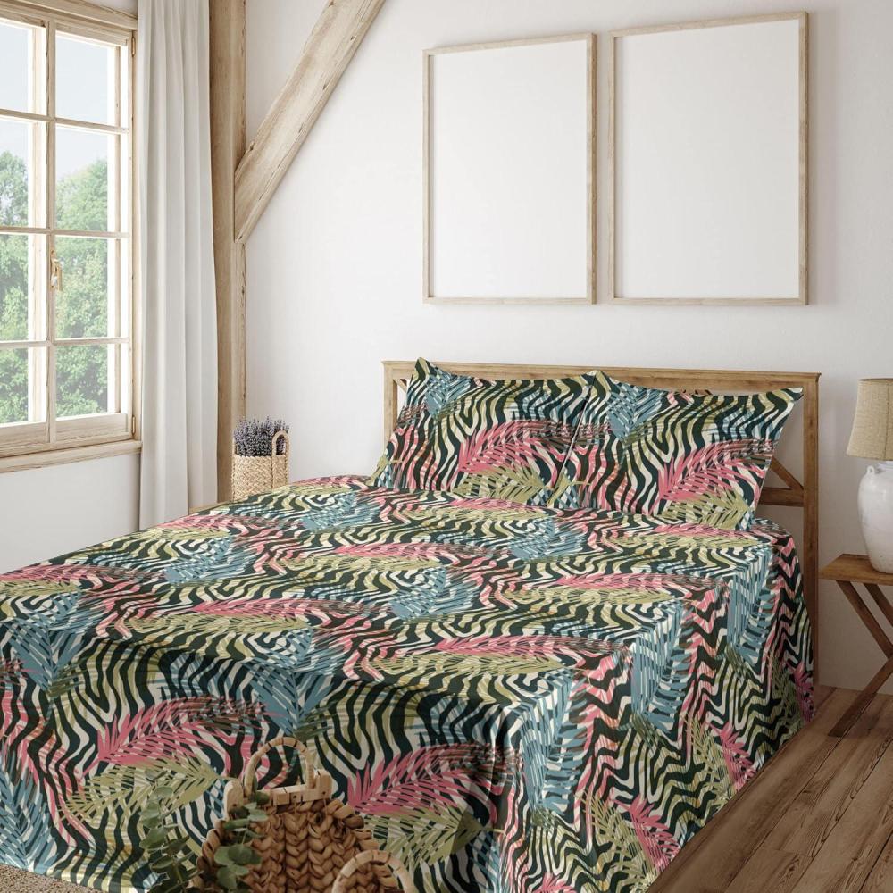 imageAmbesonne Valentines Day Sheet Set Heart Shape Love Affection Zebra Skin Pattern Monochrome Backdrop Fitted and Flat Sheet with Pillowcases Bedding Accent 4 Piece Set Queen Coral Charcoal GreyHot Pink and Pistachio Green