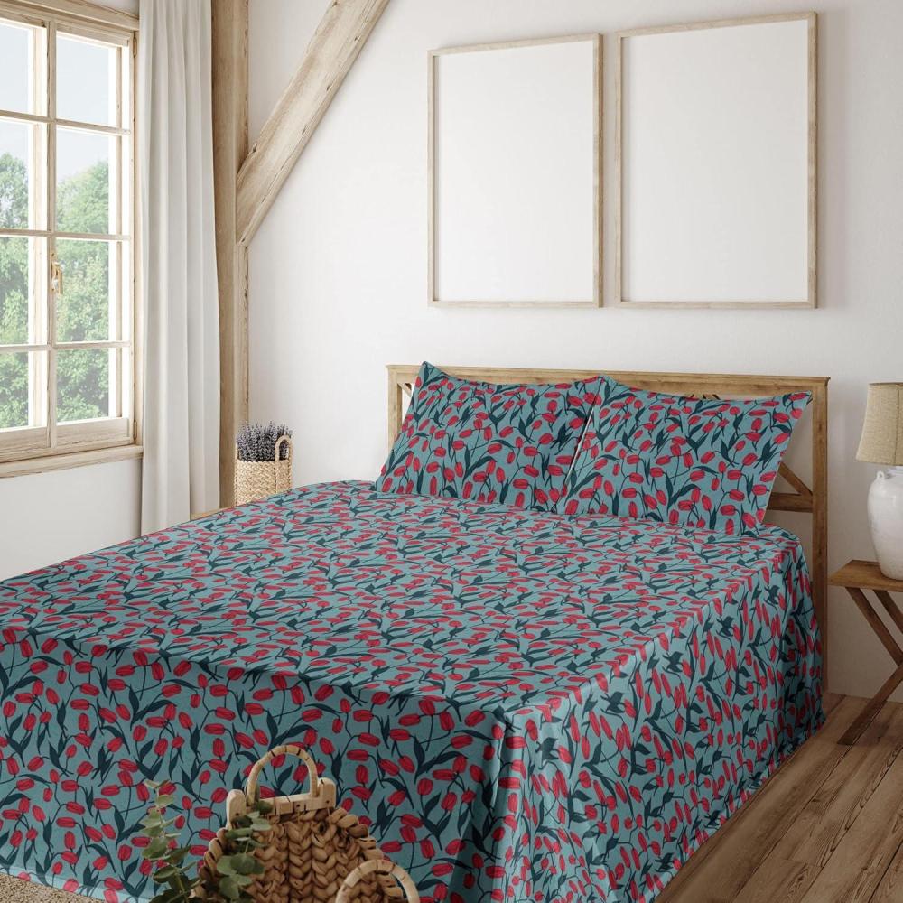imageAmbesonne Valentines Day Sheet Set Heart Shape Love Affection Zebra Skin Pattern Monochrome Backdrop Fitted and Flat Sheet with Pillowcases Bedding Accent 4 Piece Set Queen Coral Charcoal GreyCadet Blue Dark Pink