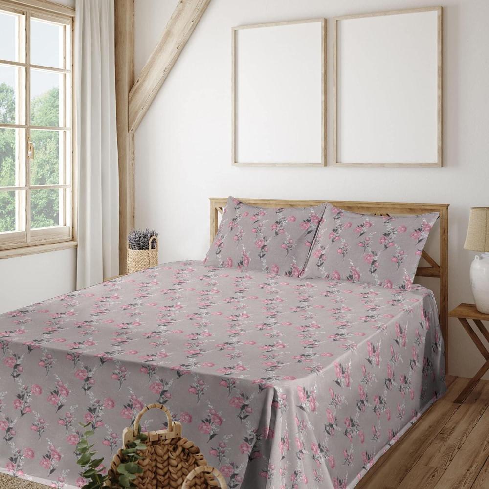 imageAmbesonne Valentines Day Sheet Set Heart Shape Love Affection Zebra Skin Pattern Monochrome Backdrop Fitted and Flat Sheet with Pillowcases Bedding Accent 4 Piece Set Queen Coral Charcoal GreyDimgray Blush