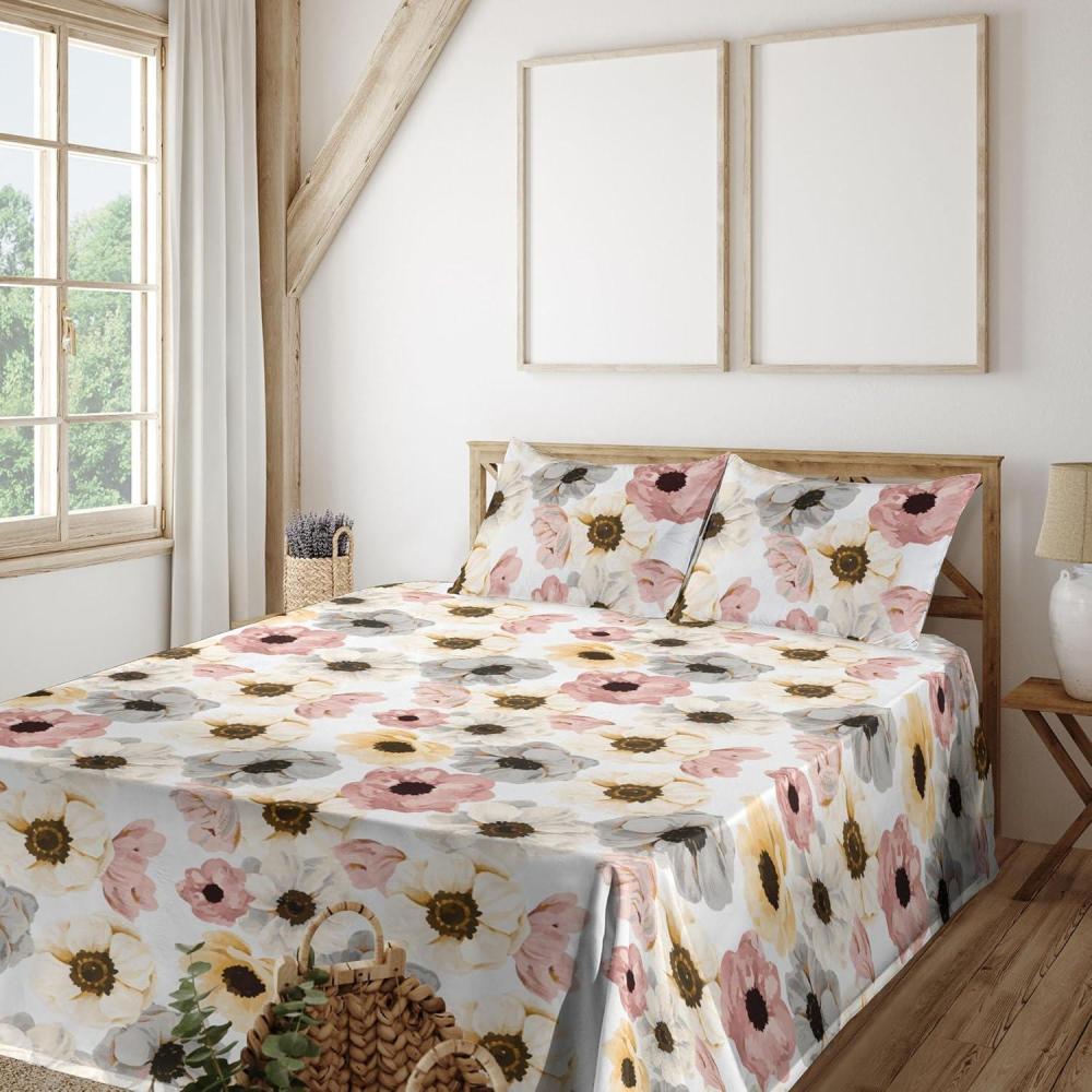 imageAmbesonne Vintage Sheet Set Valentines Day Theme Art with Monochrome Roses Retro Style Ornament Fitted and Flat Sheet with Pillowcases Bedding Accent 4 Piece Set Full Charcoal Grey and WhitePink Taupe Grey