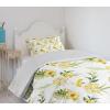 Ambesonne Floral Bedspread Set, Vintage Garden Plants Herbs Flowers Botanical Classic Design Art, 3 Piece Decorative Bedding Coverlet and 2 Pillow Shams, Twin Size, Reseda Green Beige(Yellow Green White)