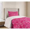 Ambesonne Floral Bedspread Set, Vintage Garden Plants Herbs Flowers Botanical Classic Design Art, 3 Piece Decorative Bedding Coverlet and 2 Pillow Shams, Twin Size, Reseda Green Beige(Hot Pink White Purple)