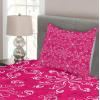 Ambesonne Floral Bedspread Set, Vintage Garden Plants Herbs Flowers Botanical Classic Design Art, 3 Piece Decorative Bedding Coverlet and 2 Pillow Shams, Twin Size, Reseda Green Beige(Hot Pink White Purple)