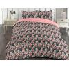Ambesonne Floral Duvet Cover Set, Roses for Valentine Love Team Holiday Celebration Botanical Artwork on Hue Back, Reversible 3 Piece Bedding Set with 2 Pillow Shams, Queen, Dimgray Blush(Petrol Blue and Pale Pink)