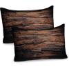 Ambesonne Chocolate Pillow Sham Set of 2, Rough Dark Timber Texture Image Rustic Country Theme Hardwood Carpentry, Quality Microfiber Bedding Item for All Seasons, 26″ x 20″, Brown Dark Brown