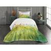 Ambesonne Floral Bedspread Set, Vintage Garden Plants Herbs Flowers Botanical Classic Design Art, 3 Piece Decorative Bedding Coverlet and 2 Pillow Shams, Twin Size, Reseda Green Beige(Purple Apple Green White)