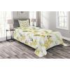 Ambesonne Floral Bedspread Set, Vintage Garden Plants Herbs Flowers Botanical Classic Design Art, 3 Piece Decorative Bedding Coverlet and 2 Pillow Shams, Twin Size, Reseda Green Beige(Yellow Green White)