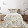 Ambesonne Floral Bedspread Set, Vintage Garden Plants Herbs Flowers Botanical Classic Design Art, 3 Piece Decorative Bedding Coverlet and 2 Pillow Shams, Twin Size, Reseda Green Beige(Reseda Green Beige)