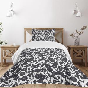 Ambesonne Floral Bedspread Set, Vintage Garden Plants Herbs Flowers Botanical Classic Design Art, 3 Piece Decorative Bedding Coverlet and 2 Pillow Shams, Twin Size, Reseda Green Beige(Dark Navy Blue White)