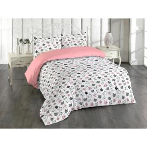 Ambesonne Floral Duvet Cover Set, Roses for Valentine Love Team Holiday Celebration Botanical Artwork on Hue Back, Reversible 3 Piece Bedding Set with 2 Pillow Shams, Queen, Dimgray Blush(Rose Dark Grey and White)