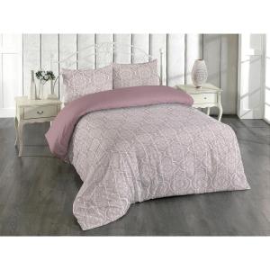 Ambesonne Floral Duvet Cover Set, Roses for Valentine Love Team Holiday Celebration Botanical Artwork on Hue Back, Reversible 3 Piece Bedding Set with 2 Pillow Shams, Queen, Dimgray Blush(Pale Purpleblue White)
