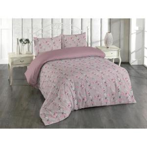 Ambesonne Floral Duvet Cover Set, Roses for Valentine Love Team Holiday Celebration Botanical Artwork on Hue Back, Reversible 3 Piece Bedding Set with 2 Pillow Shams, Queen, Dimgray Blush(Dimgray Blush)