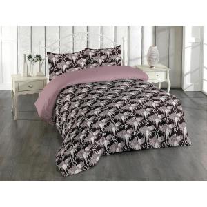 Ambesonne Floral Duvet Cover Set, Roses for Valentine Love Team Holiday Celebration Botanical Artwork on Hue Back, Reversible 3 Piece Bedding Set with 2 Pillow Shams, Queen, Dimgray Blush(Charcoal Grey Warm Taupe)