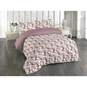 Ambesonne Floral Duvet Cover Set, Roses for Valentine Love Team Holiday Celebration Botanical Artwork on Hue Back, Reversible 3 Piece Bedding Set with 2 Pillow Shams, Queen, Dimgray Blush(Maroon Mauve and Ivory)