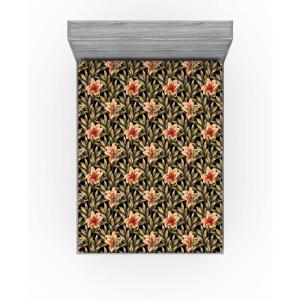Ambesonne Floral Fitted Sheet, Roses for Valentine Love Team Holiday Celebration Botanical Artwork on Hue Back, Decorative Soft Fabric Bedding All-Round Elastic Pocket, Queen Size, Dimgray Blush(Pale Salmon Army Green)
