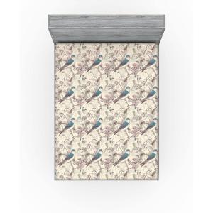 Ambesonne Floral Fitted Sheet, Roses for Valentine Love Team Holiday Celebration Botanical Artwork on Hue Back, Decorative Soft Fabric Bedding All-Round Elastic Pocket, Queen Size, Dimgray Blush(Petrol Blue Pale Rose)